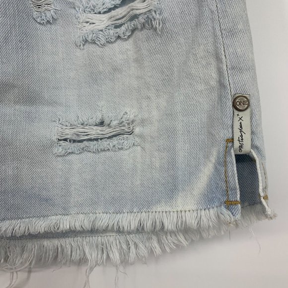 One Teaspoon Denim Skirt Blue 2020 High Waist Mini Distressed Fray Hem - Picture 6 of 13